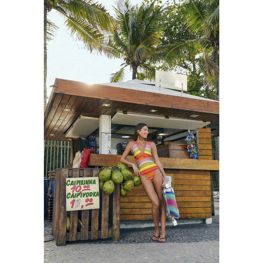 Farm Rio Shiny Stripes One Piece Swimsuit S - Picture 5 of 5